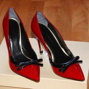 Red Leather Pointy Toe Designer Women Pumps
